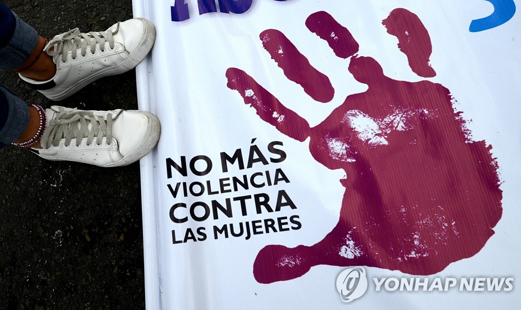 페루의 여성폭력 반대 배너