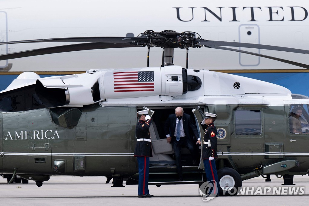 독일 뮌헨공항에 도착한 조 바이든 미국 대통령