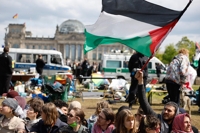 독일의회 앞 이스라엘 규탄 농성장 강제철거