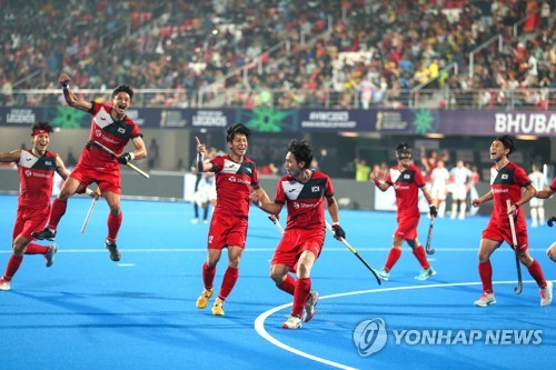 한국 남자하키, 아르헨티나에 대역전승…월드컵 8강 진출