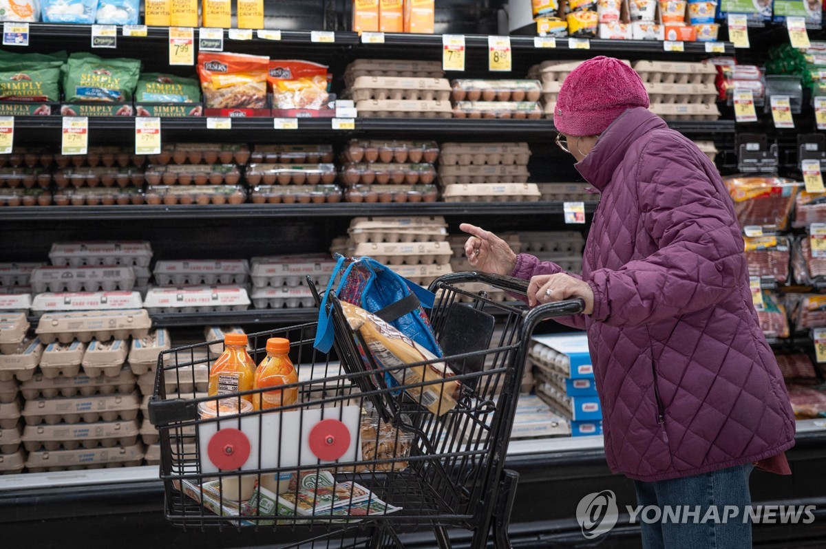 미국 슈퍼마켓의 계란 판매대