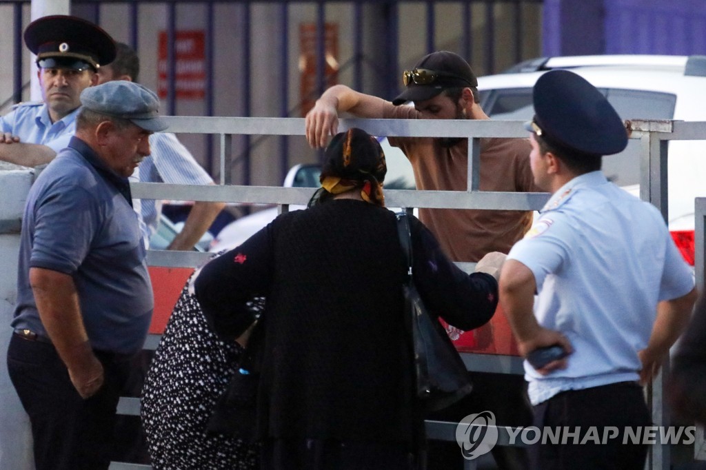 러시아에서 가족과 이별하는 동원소집 대상자