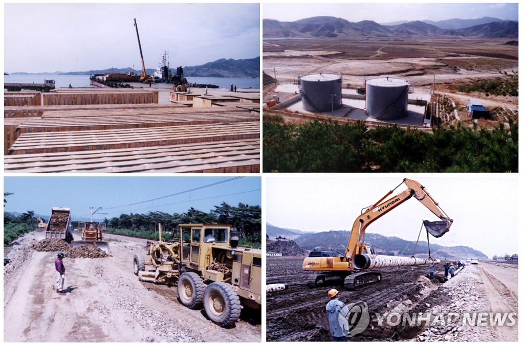 2000년 3월 13일 공개된 북한 경수로 건설 공사 현장. [연합뉴스 자료사진]