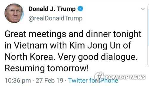 Cena entre Kim y Trump