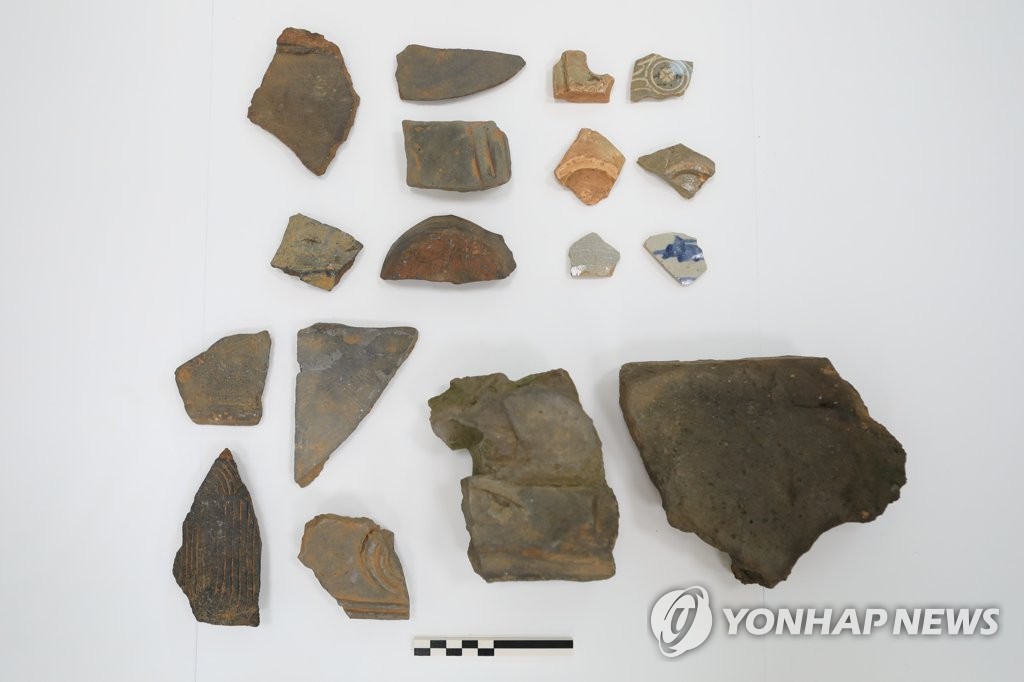 This photo, provided by the Cultural Heritage Administration on June 9, 2020, shows artifacts discovered at Daeseong-dong, the only civilian habitation within the southern portion of the Demilitarized Zone (DMZ) between the two Koreas. A panel of experts will conduct comprehensive research on the DMZ's cultural and natural heritages until May 2021. (PHOTO NOT FOR SALE) (Yonhap)
