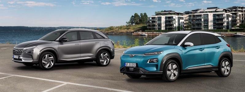 This photo provided by Hyundai Motor shows the Kona EV models. (PHOTO NOT FOR SALE) (Yonhap)