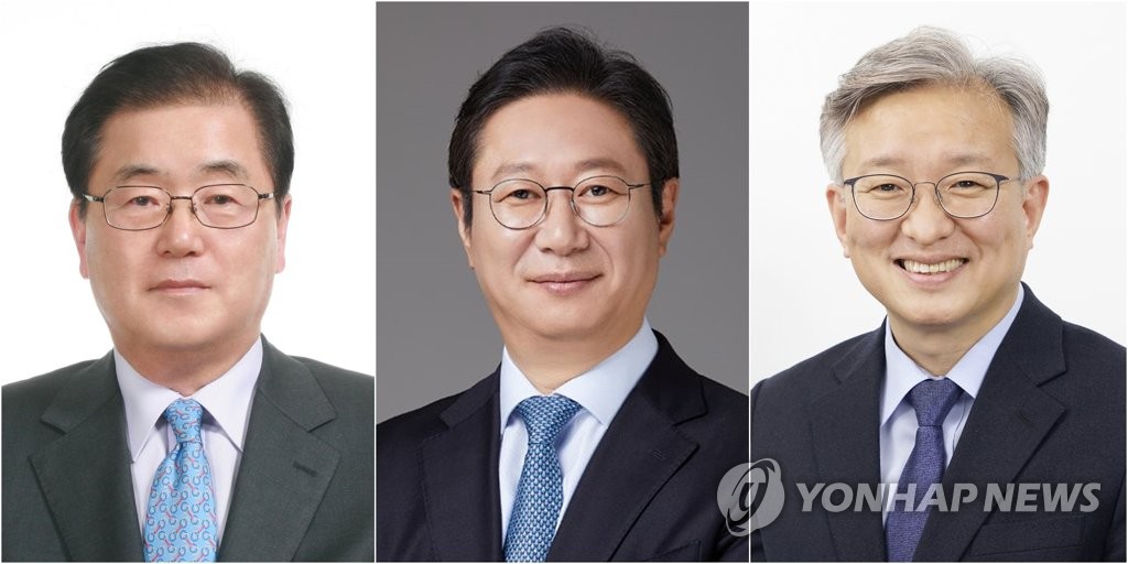 From left are Chung Eui-yong, named as foreign minister, Hwang Hee, tapped as culture minister, and Kwon Chil-seung, nominated as SMEs and startups minister, in a combination of photos provided by Cheong Wa Dae. (PHOTO NOT FOR SALE) (Yonhap)