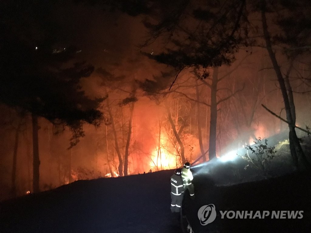 山火事の消火活動 聯合ニュース