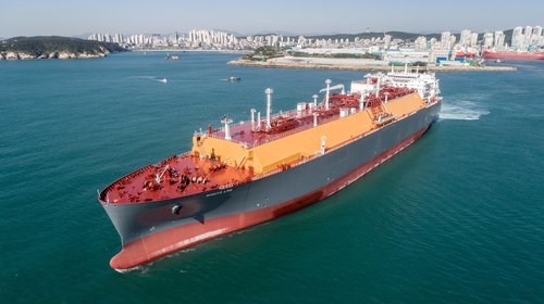 韓国造船海洋のＬＮＧ運搬船（現代重工業グループ提供）＝（聯合ニュース）≪転載・転用禁止≫