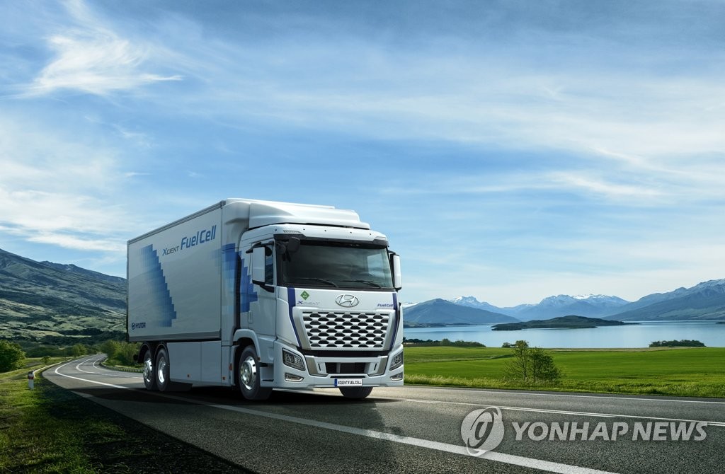 This file photo provided by Hyundai Motor shows the Xcient hydrogen-powered heavy duty truck. (PHOTO NOT FOR SALE) (Yonhap)