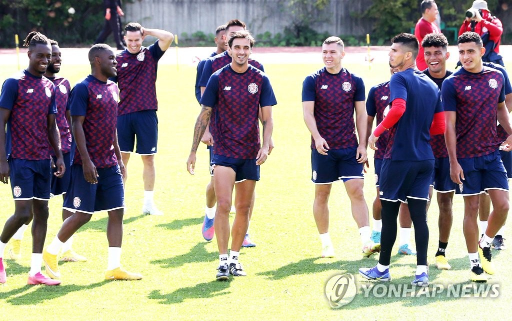 Antes del partido amistoso entre Corea del Sur y Costa Rica