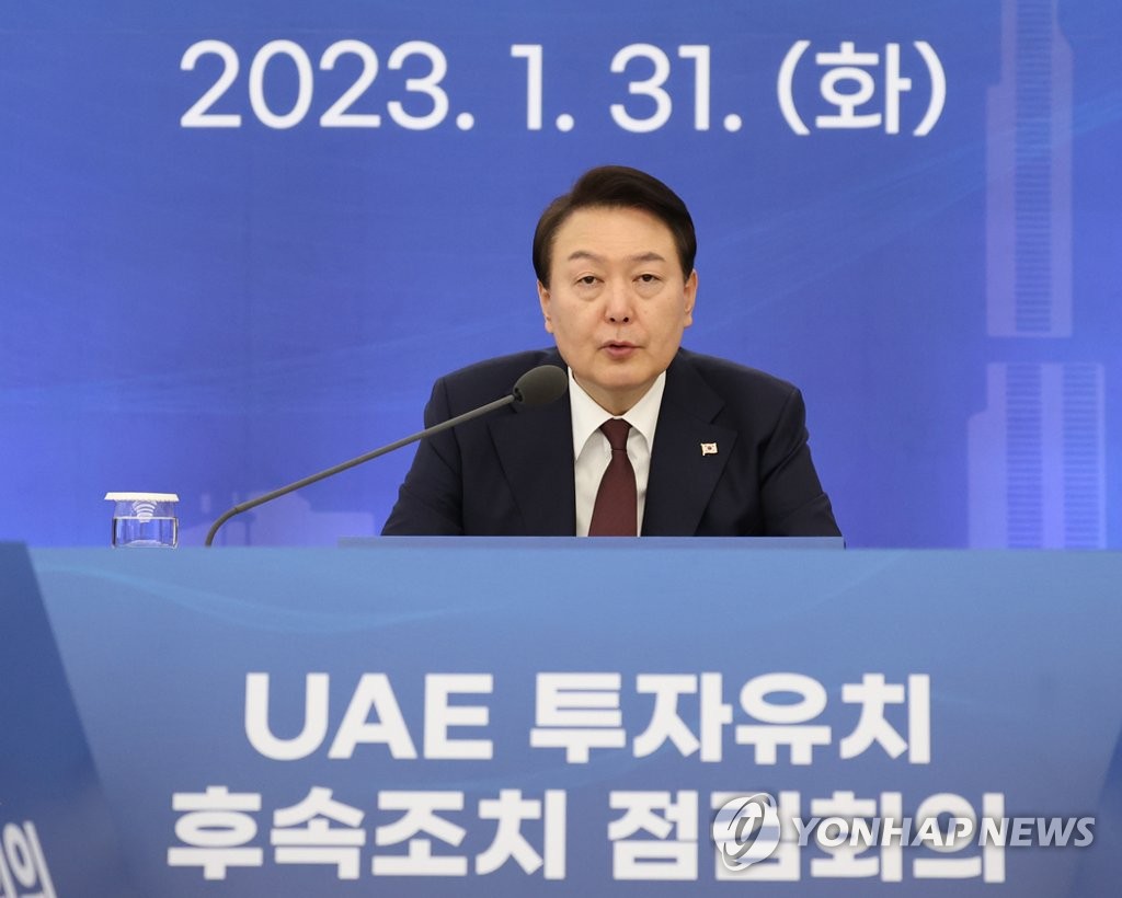 UAE 투자유치 후속조치 점검회의 주재하는 윤석열 대통령