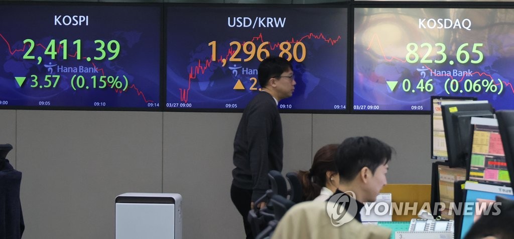 韓国総合株価指数が続落　０．２４％安
