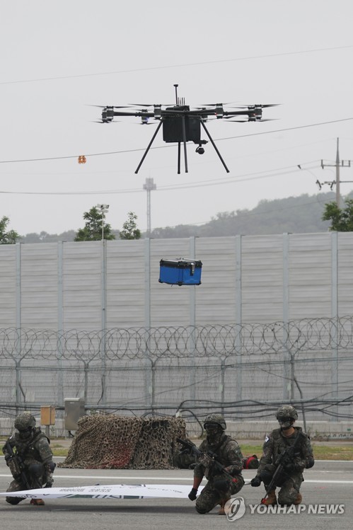 Demonstration of drone robot-based combat system