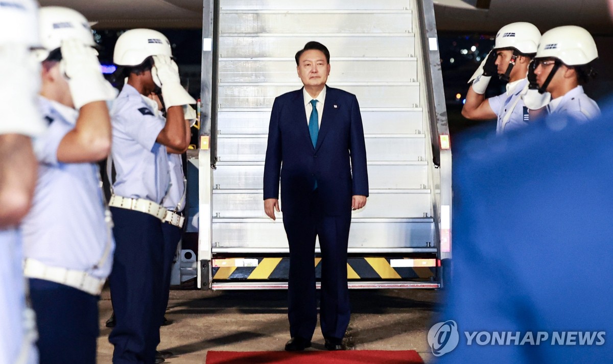 브라질 리우 도착한 윤석열 대통령