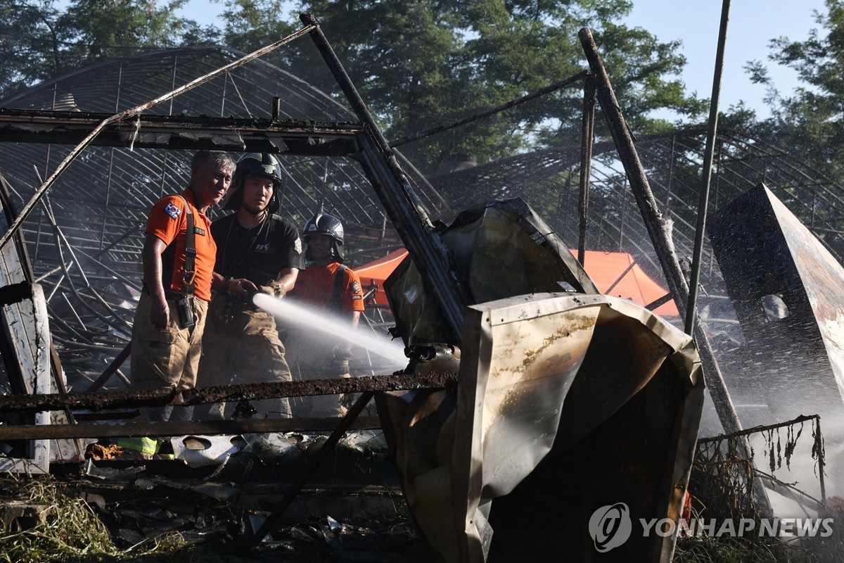 강남 세곡동 화훼단지 화재…비닐하우스·차량 불타(종합)