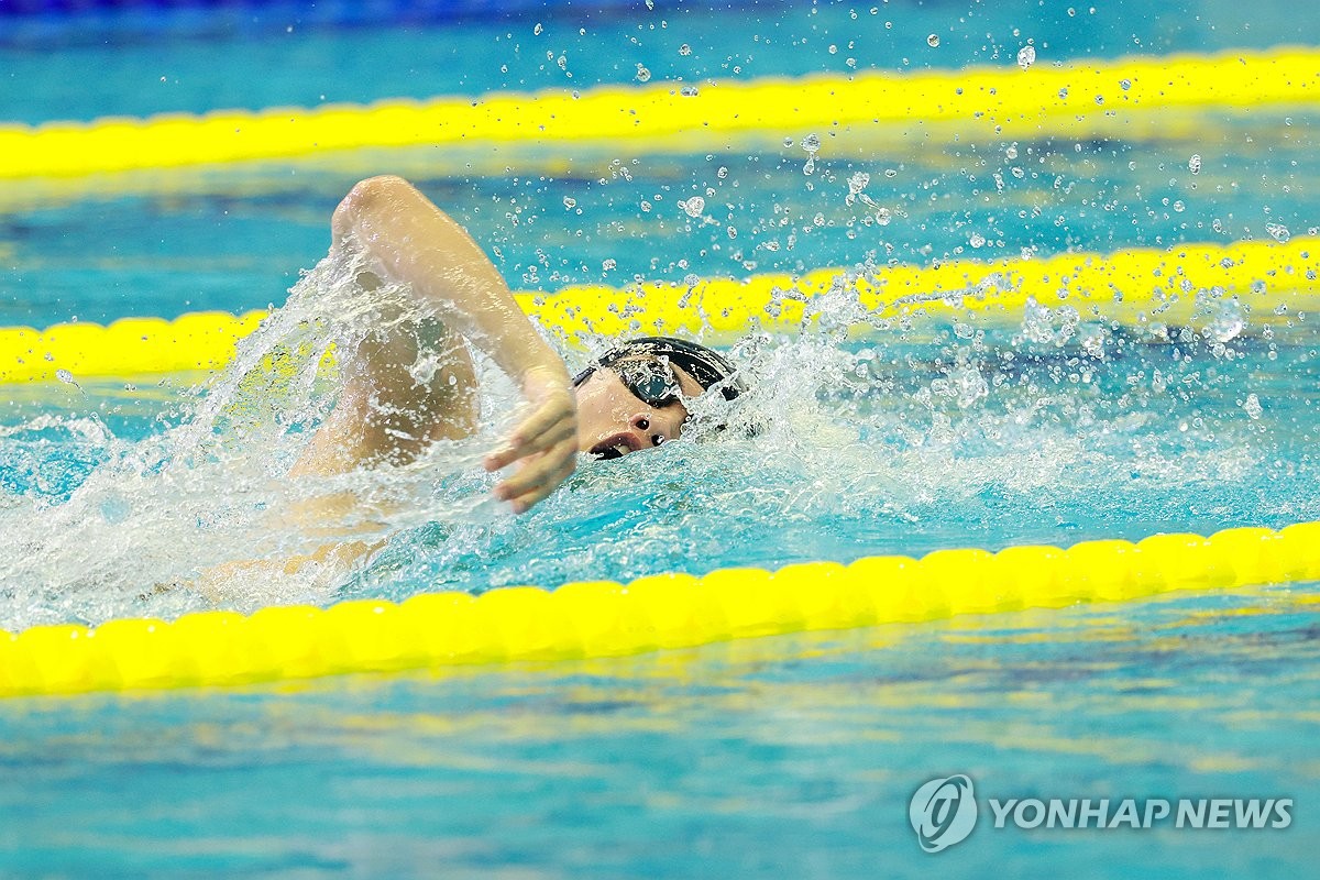 전국체전 계영 800m 출전한 황선우